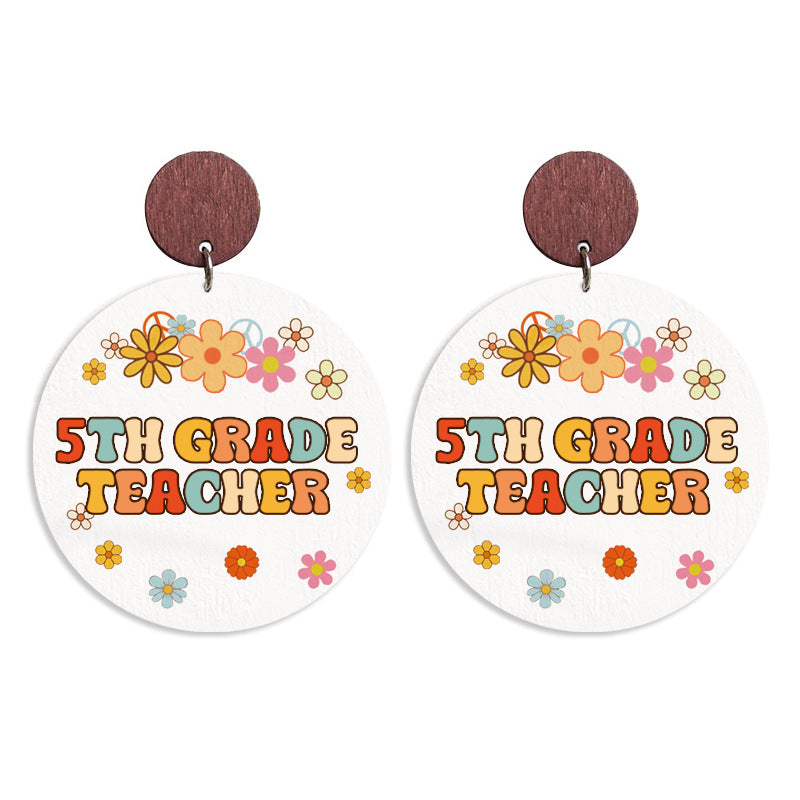 Wholesale Teacher Gift Wood Print Vintage Bohemian Earrings